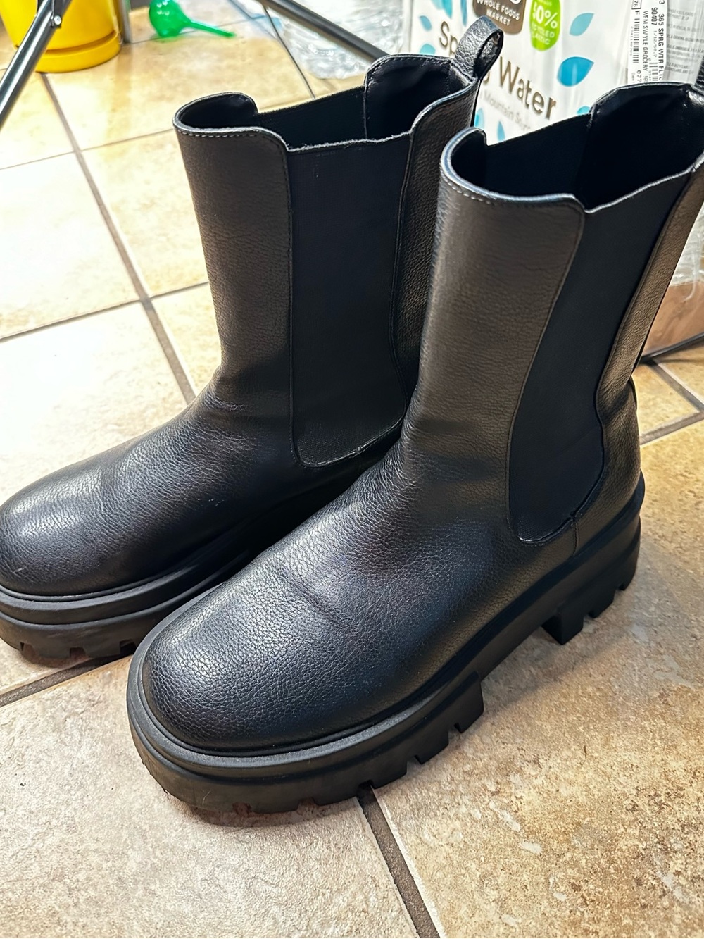 Pull&Bear Black Chunky Chelsea Lug Boots